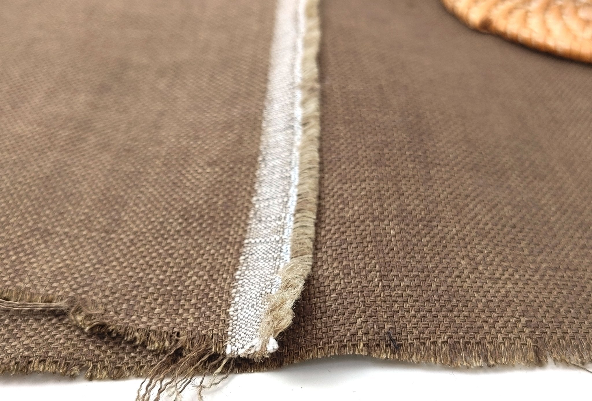 100% Linen Fabric 3:3 Mat Canvas with Vintage Dyed Delave Effect 7074 7075 - The Linen Lab - Brown