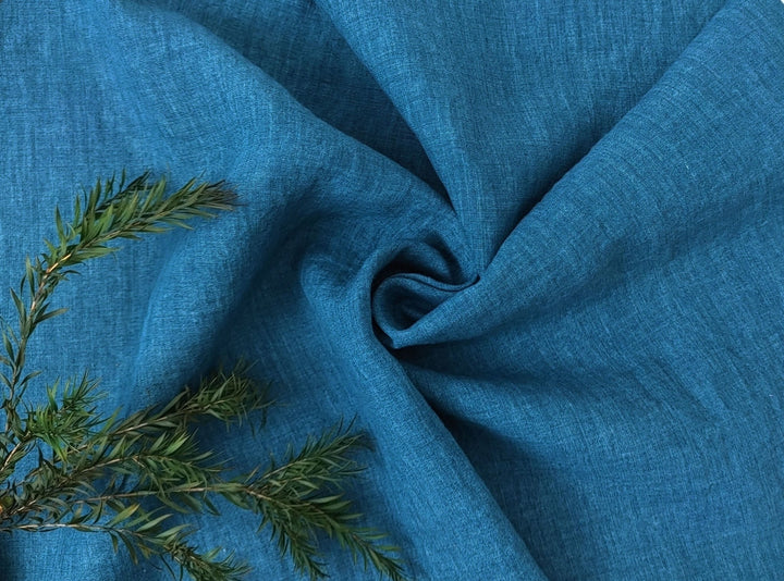 100% Linen Fabric: Delave High-Twisted Linen 14s, Medium Weight, New for 2024, 7712 7713 7682 - The Linen Lab - Greenish Blue