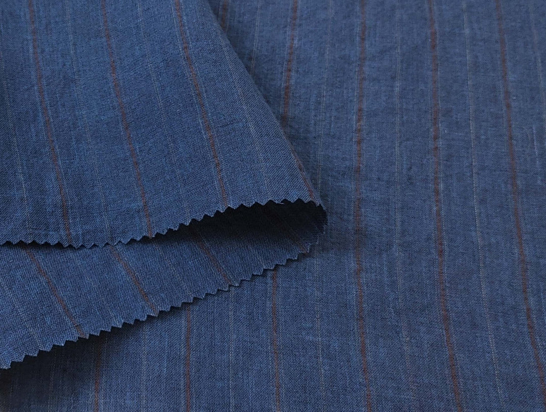 100% Linen Fabric Delave Stripe Lightweight 7500 7501 7751 7723 7724 - The Linen Lab - Navy