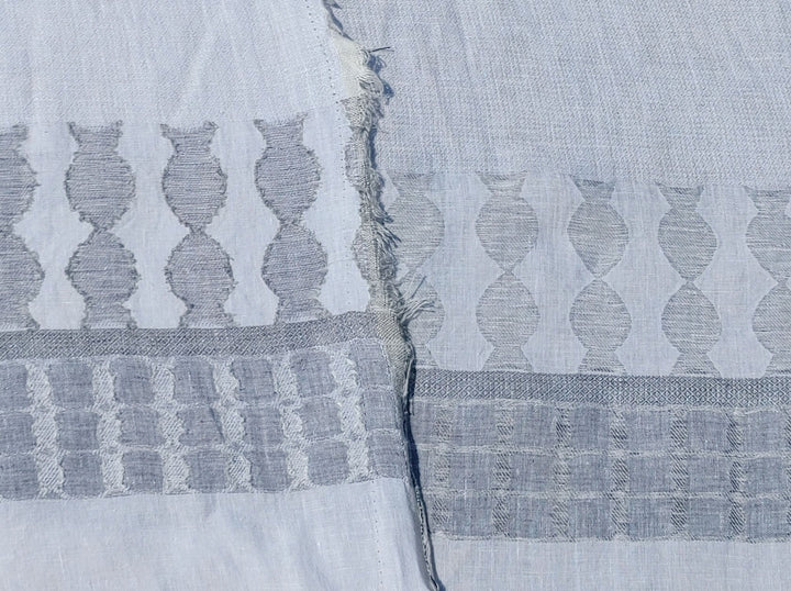 100% Linen Jacquard Weave Fabric with Multi-Pattern Design 6503 - The Linen Lab - Gray