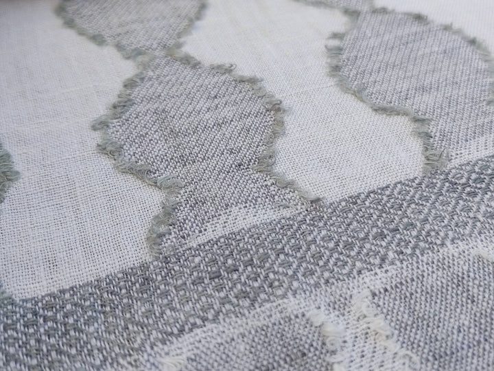100% Linen Jacquard Weave Fabric with Multi-Pattern Design 6503 - The Linen Lab - Gray