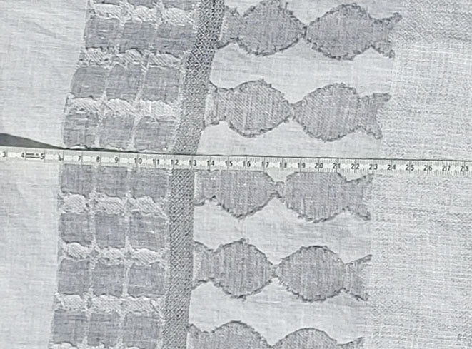 100% Linen Jacquard Weave Fabric with Multi-Pattern Design 6503 - The Linen Lab - Gray