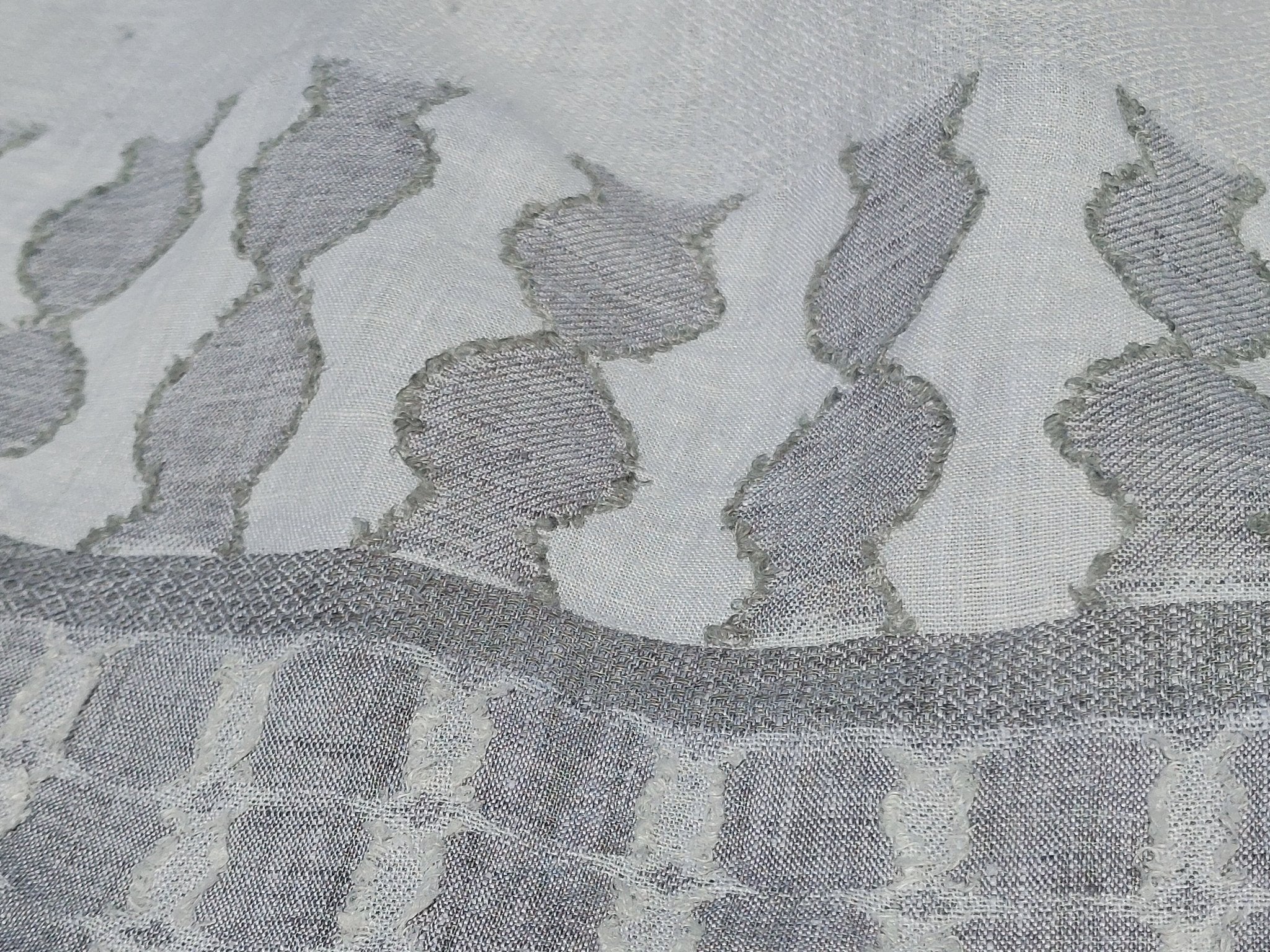 100% Linen Jacquard Weave Fabric with Multi-Pattern Design 6503 - The Linen Lab - Gray