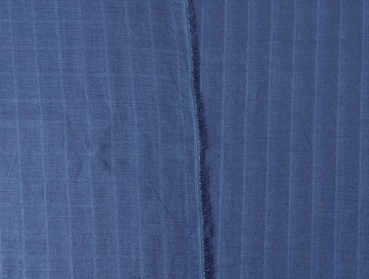 100% Linen Navy Color Fabric with Subtle Windowpane 4743 - The Linen Lab - Navy