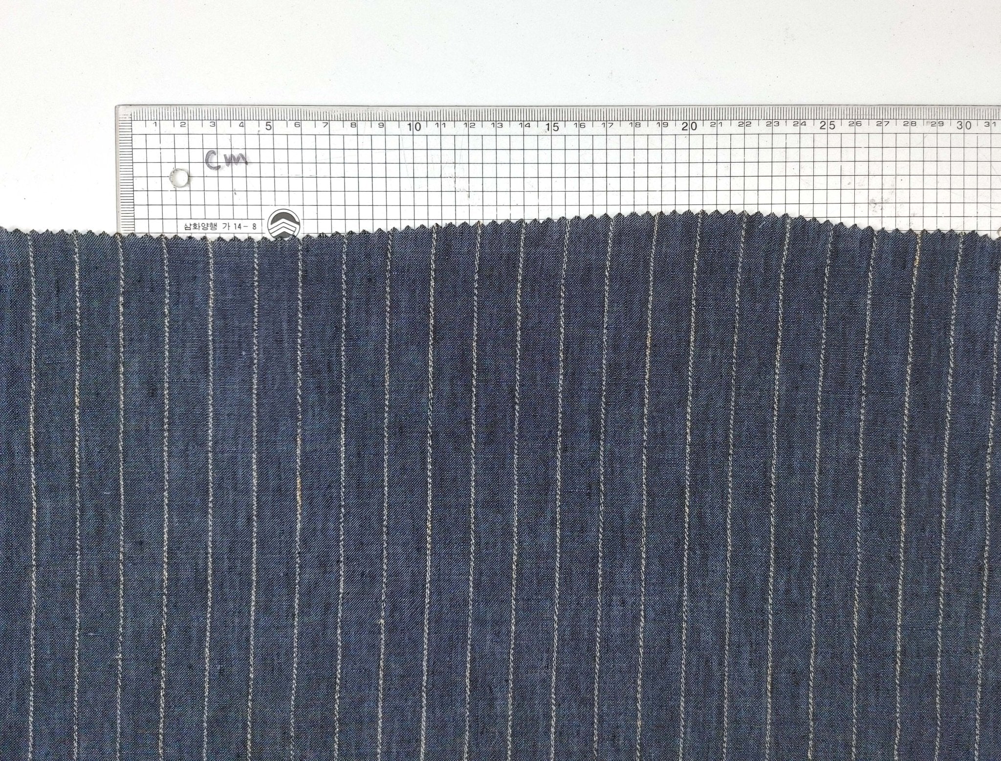 100% Linen Stripe Fabric: Dark Navy with Beige Stripes - Lightweight for Various Projects 7294 - The Linen Lab - Navy