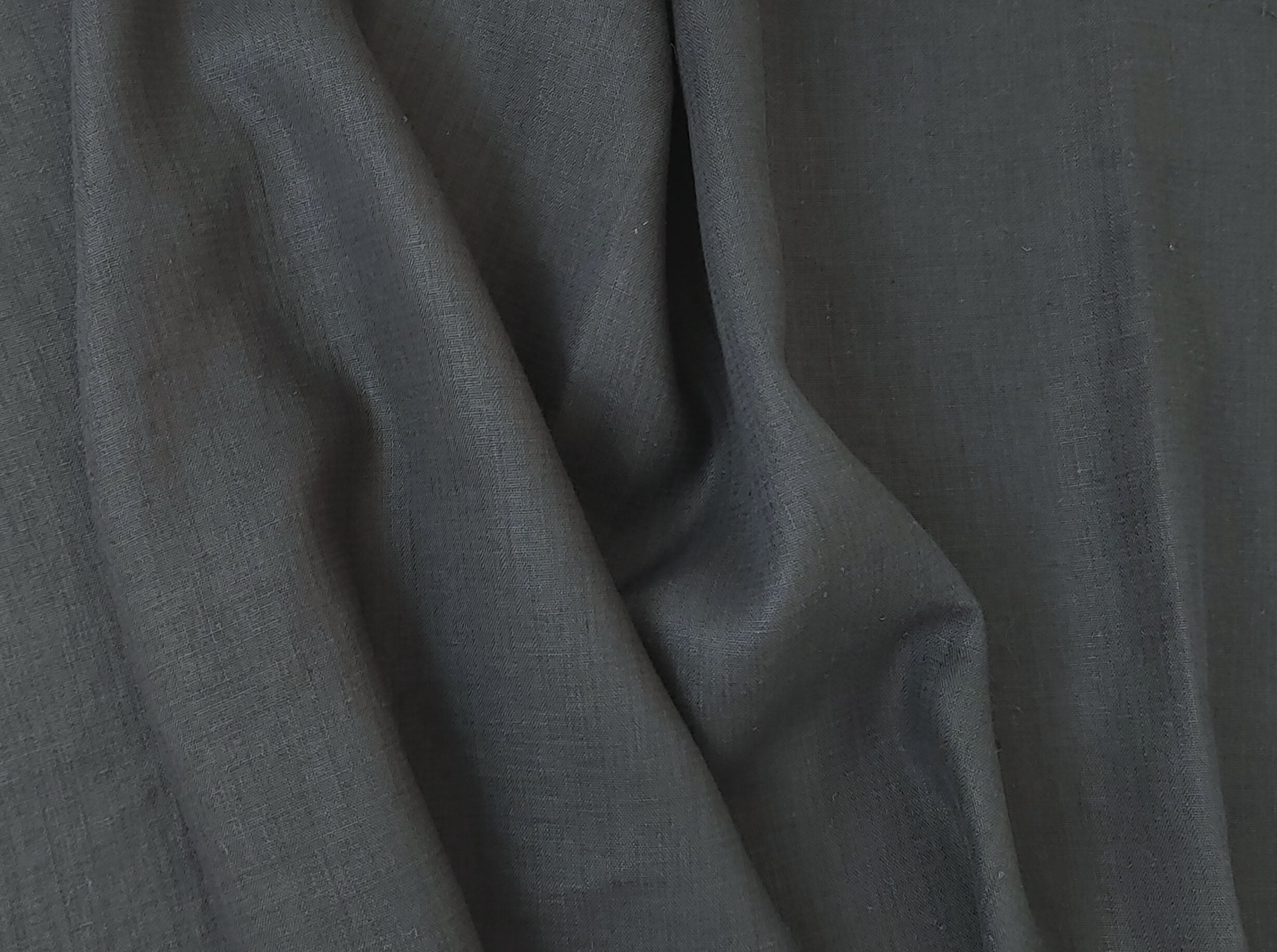 Black Double Face Fabric - 95% Linen 5% Cotton, Medium to Heavy Weight 898