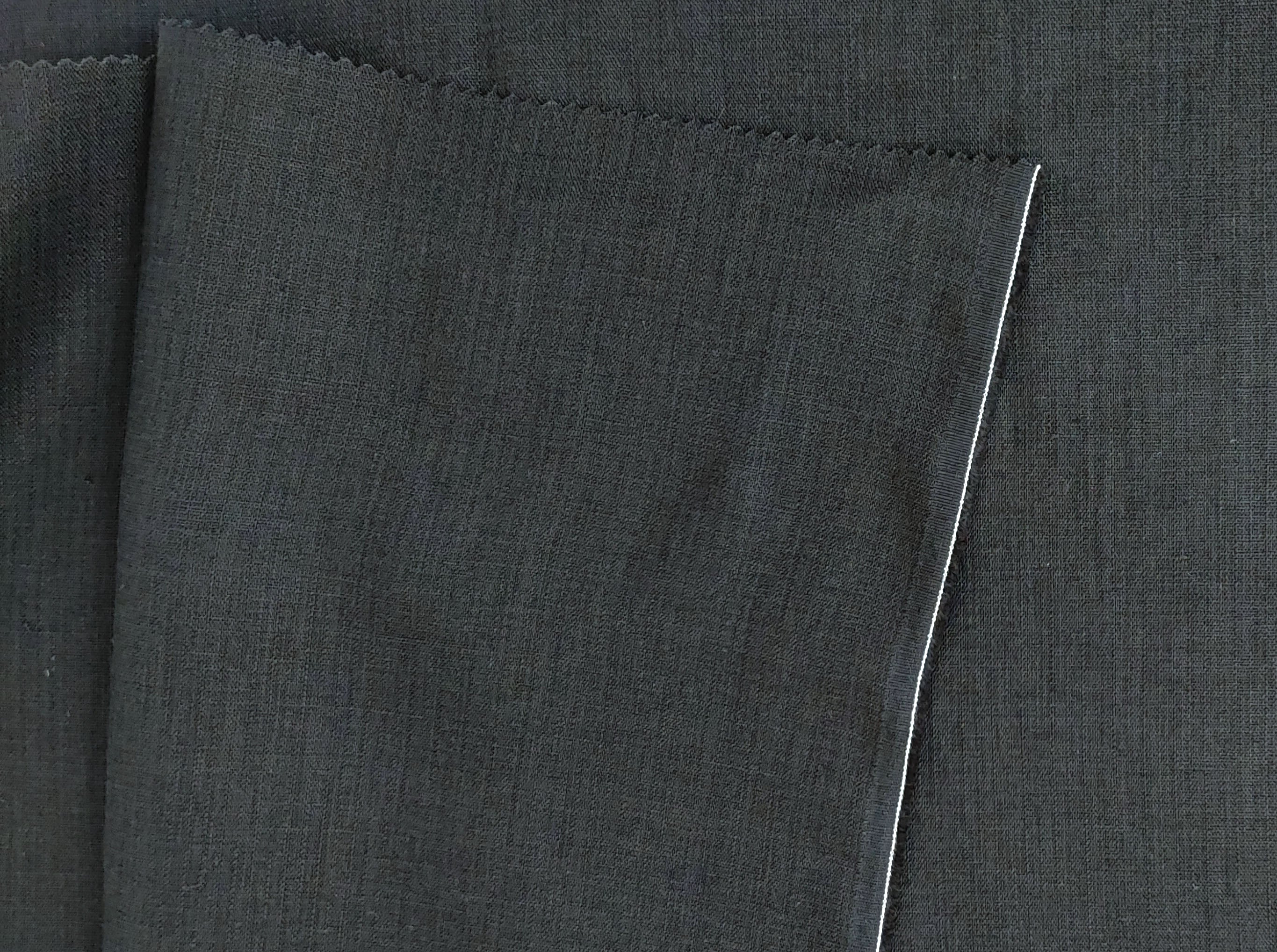 Black Double Face Fabric - 95% Linen 5% Cotton, Medium to Heavy Weight 898