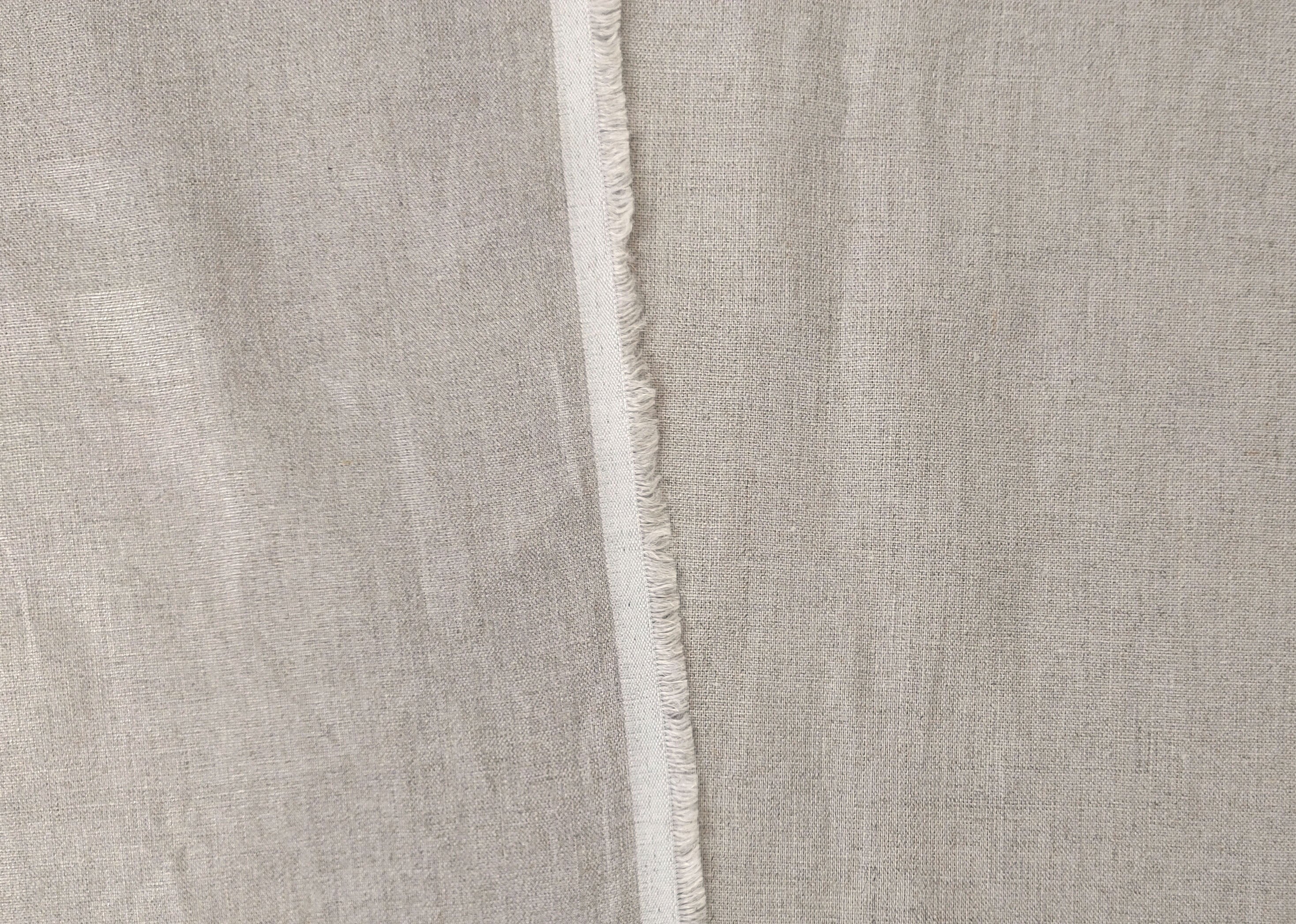 100% Linen Natural Color Fabric with Silver Foil Print 3492