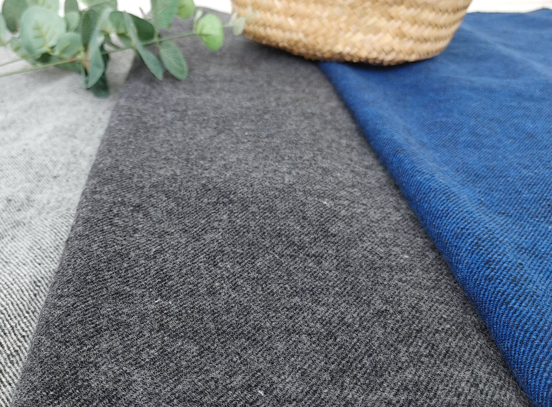 Classic Two-Tone Linen Wool Chambray Twill Fabric - Medium to Heavy Weight 7897 7902 7903