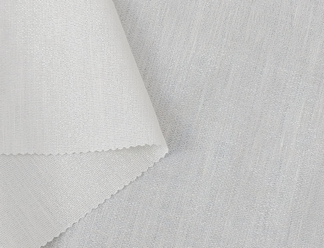 Elegant White Linen Tencel Fabric with Silver Lurex Highlights 2467