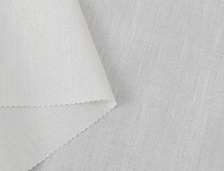 Elegant White Linen Tencel Fabric with Silver Lurex Highlights 2467