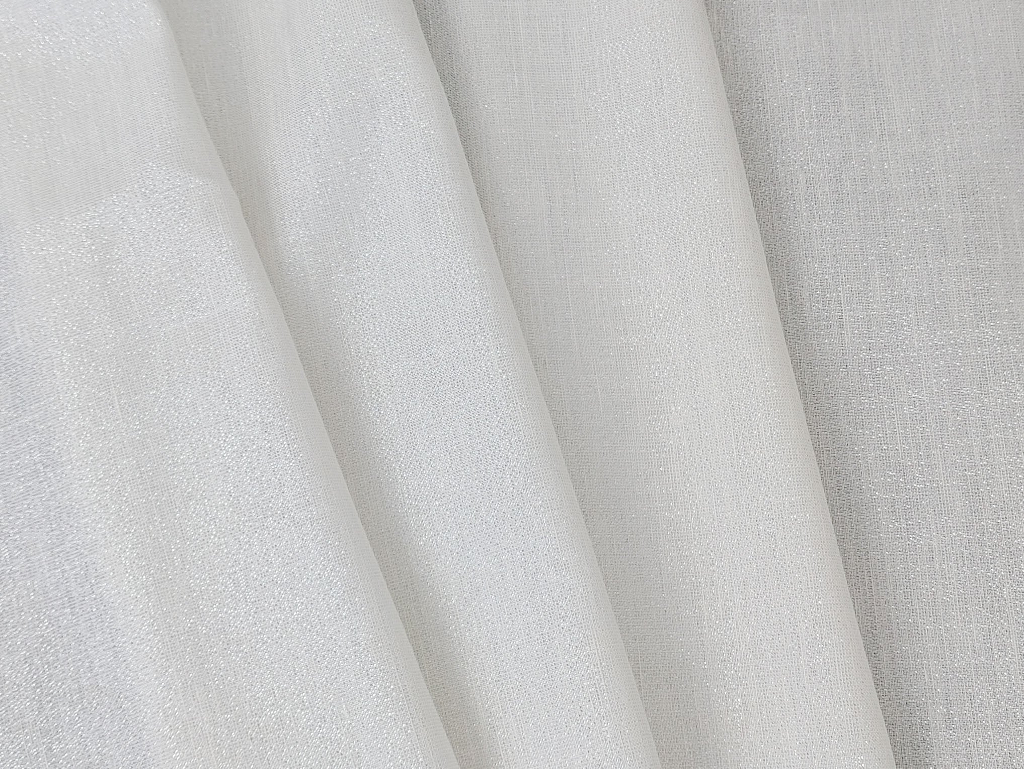 Elegant White Linen Tencel Fabric with Silver Lurex Highlights 2467