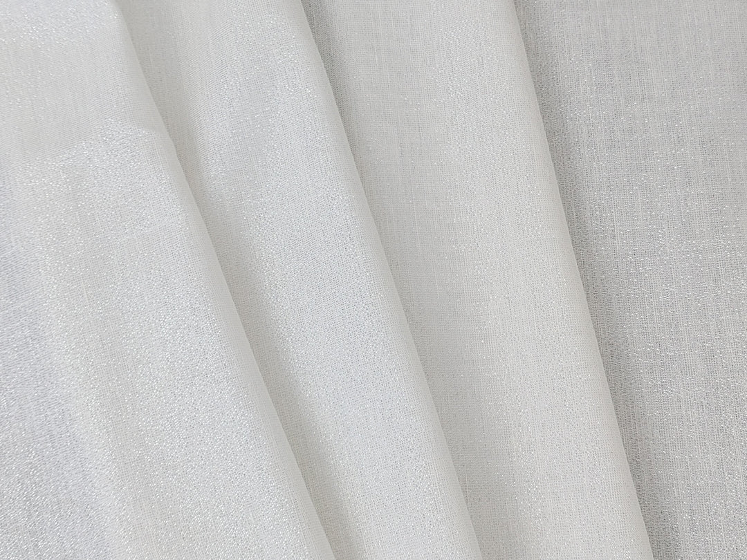 Elegant White Linen Tencel Fabric with Silver Lurex Highlights 2467