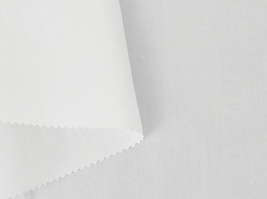 White Linen Tencel Cotton Blend Fabric - Soft Touch, Light-Medium Weight 7002