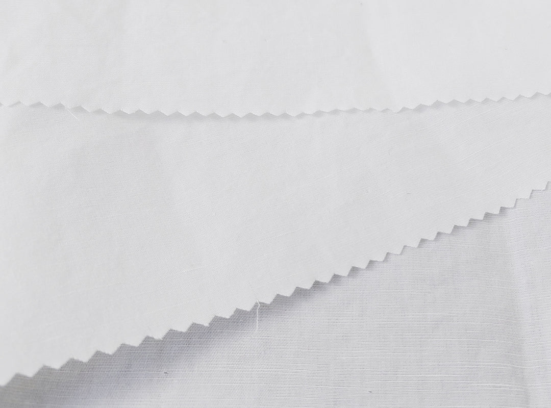 White Linen Tencel Cotton Blend Fabric - Soft Touch, Light-Medium Weight 7002