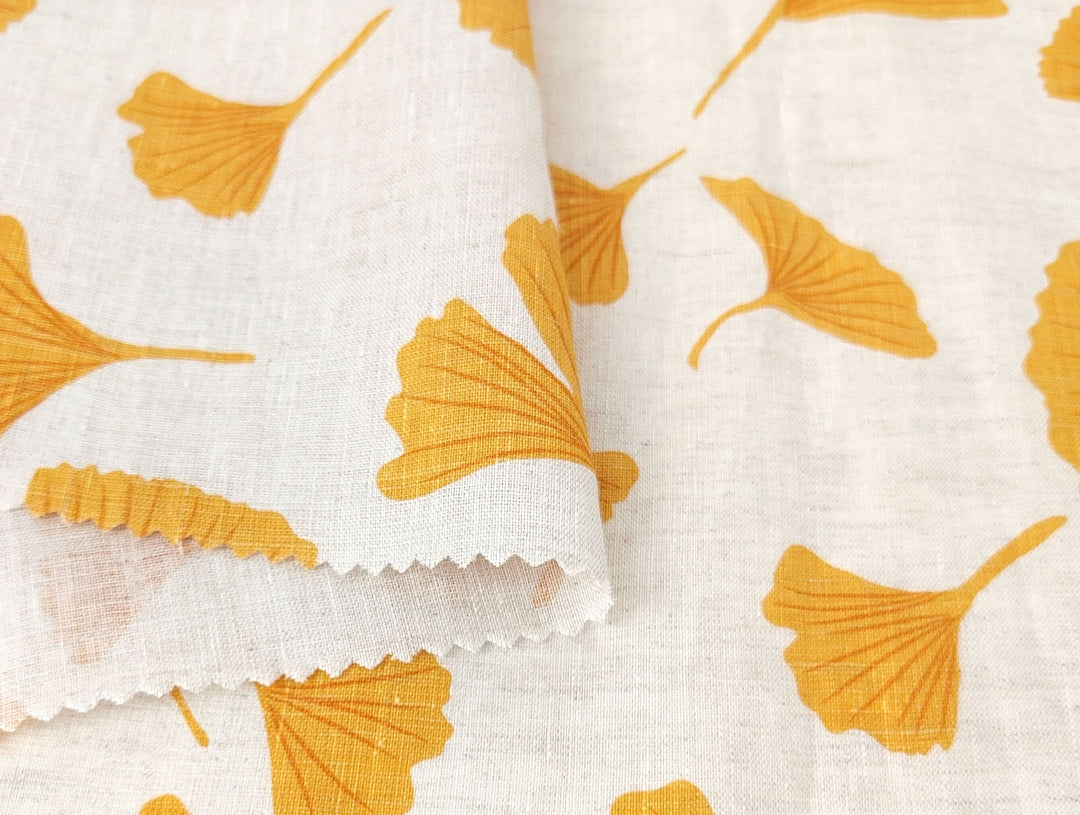 Morning Calm Ginkgo: 100% Linen Fabric 7912 8194 8195