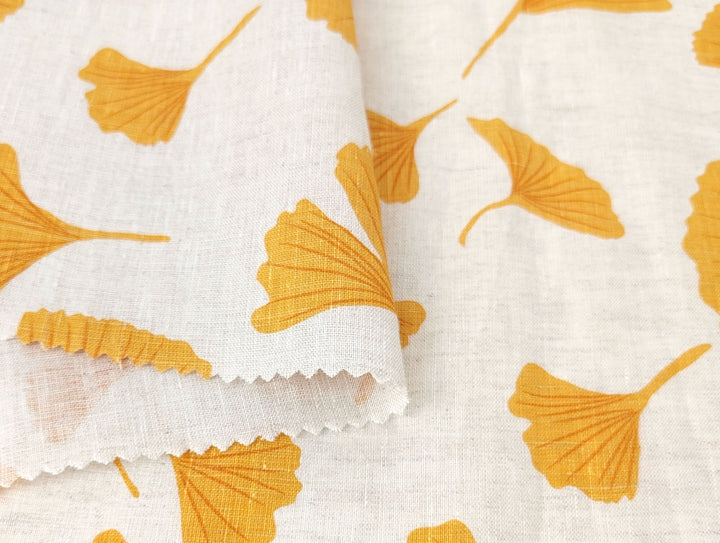 Morning Calm Ginkgo: 100% Linen Fabric 7912 8194 8195