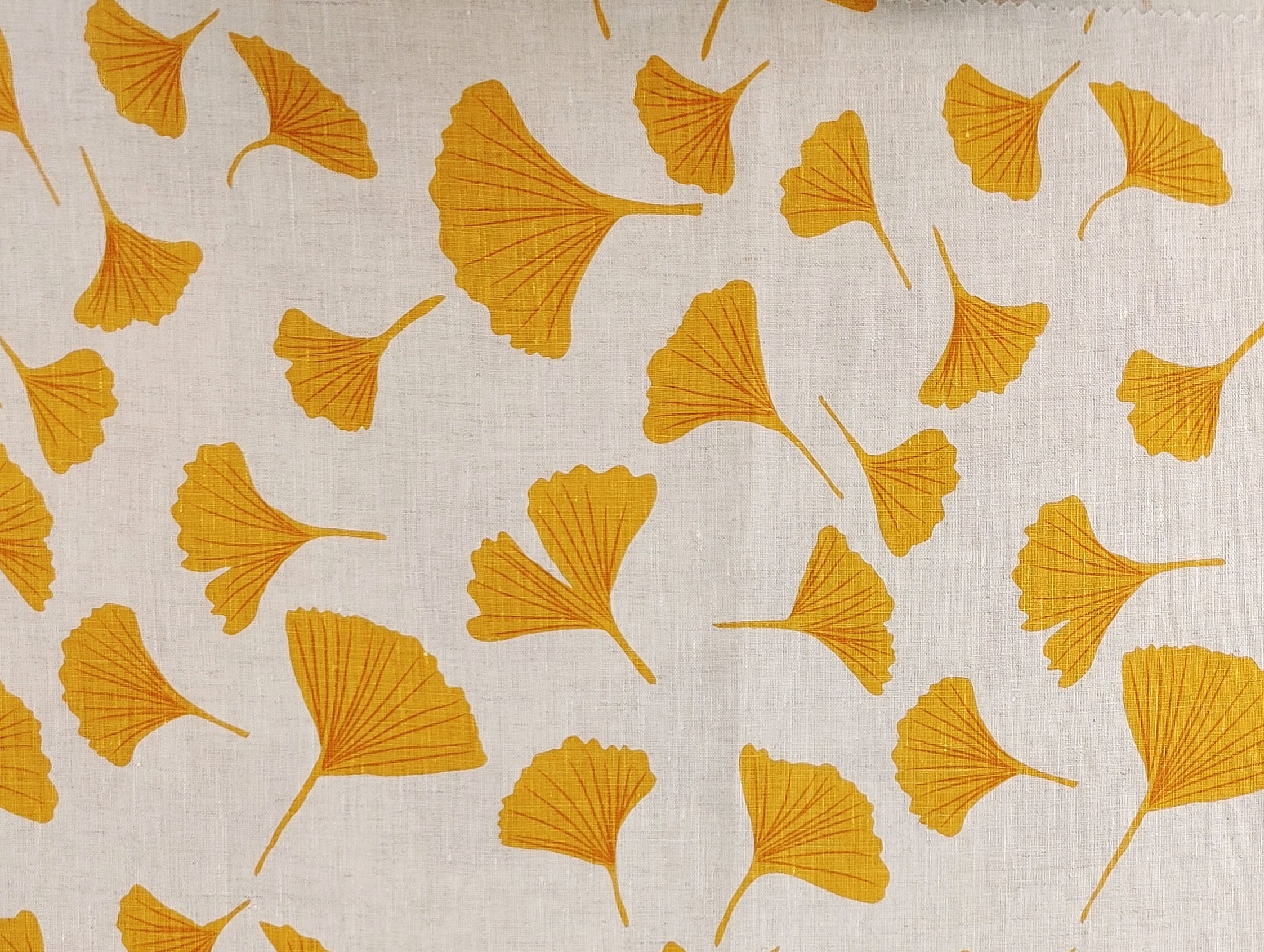 Morning Calm Ginkgo: 100% Linen Fabric 7912