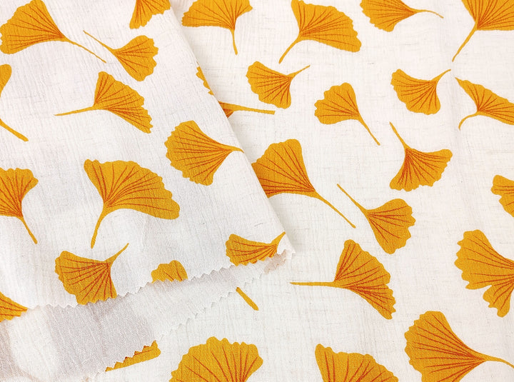 Morning Calm Ginkgo: Linen Rayon Blend with Wrinkle Texture 7910 8192