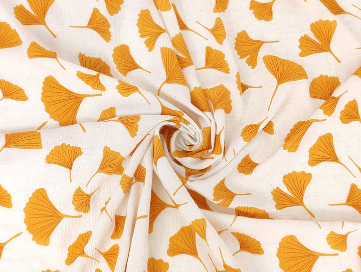 Morning Calm Ginkgo: Linen Rayon Blend with Wrinkle Texture 7910 8192