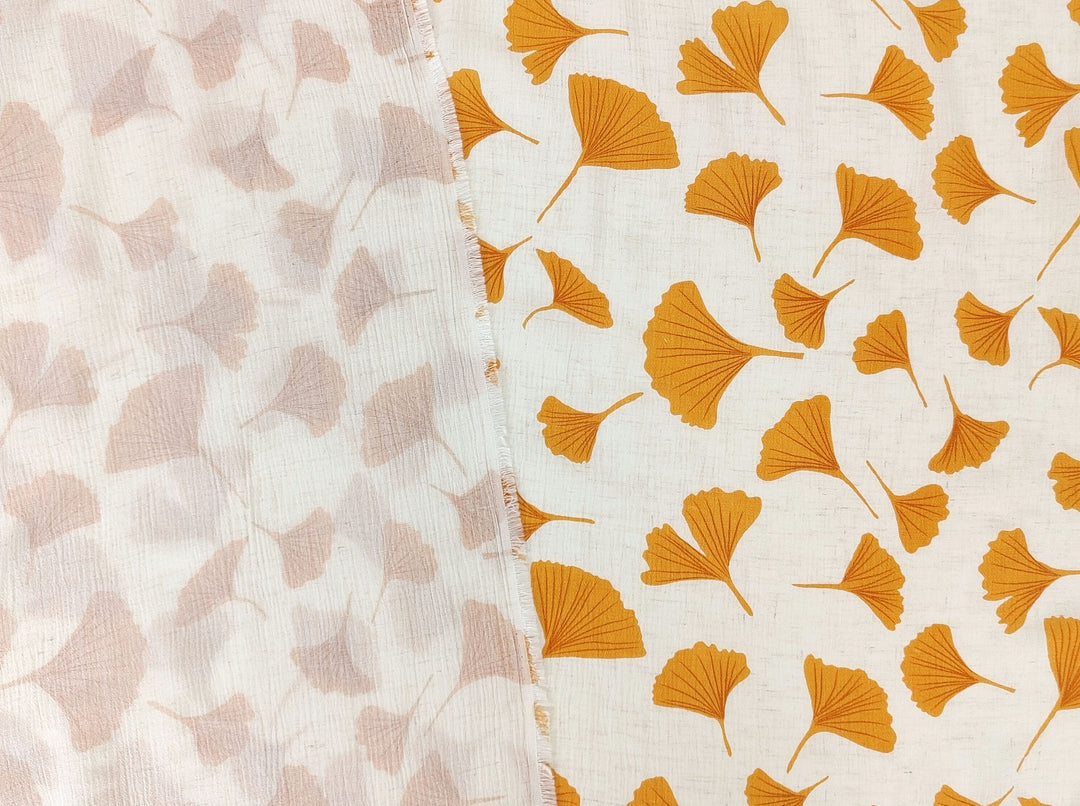 Morning Calm Ginkgo: Linen Rayon Blend with Wrinkle Texture 7910 8192