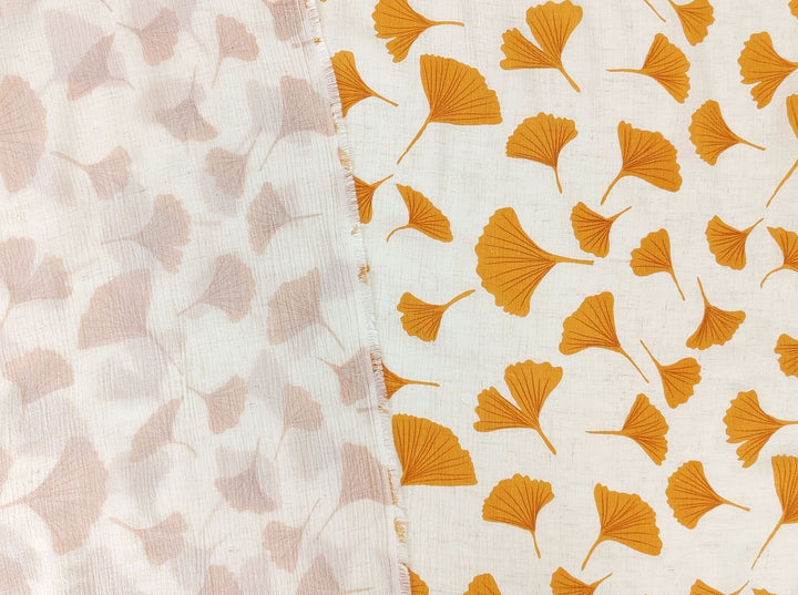 Morning Calm Ginkgo: Linen Rayon Blend with Wrinkle Texture 7910 8192