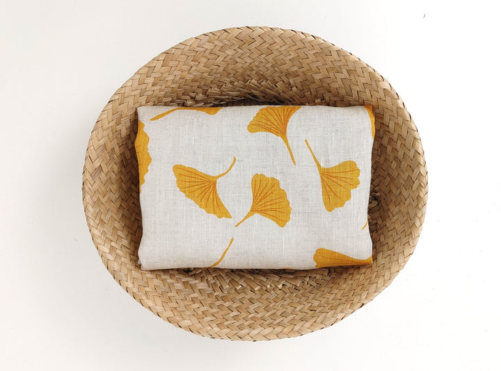 Morning Calm Ginkgo: 100% Linen Fabric 7912 8194 8195