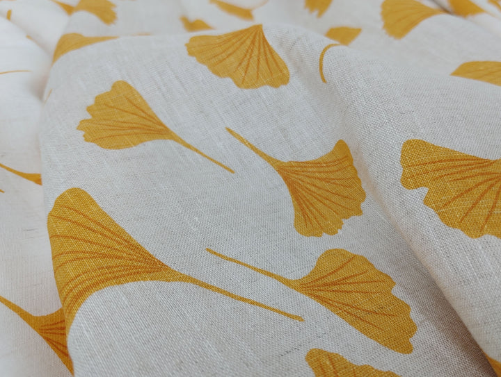Morning Calm Ginkgo: 100% Linen Fabric 7912 8194 8195