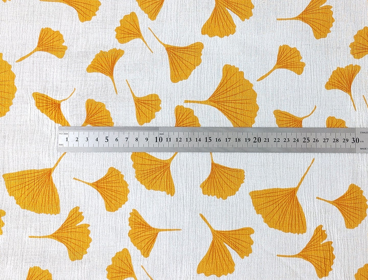 Morning Calm Ginkgo: Linen Rayon Blend with Wrinkle Texture 7910 8192