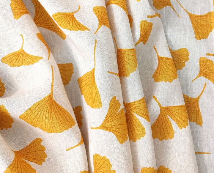 Morning Calm Ginkgo: 100% Linen Fabric 7912 8194 8195