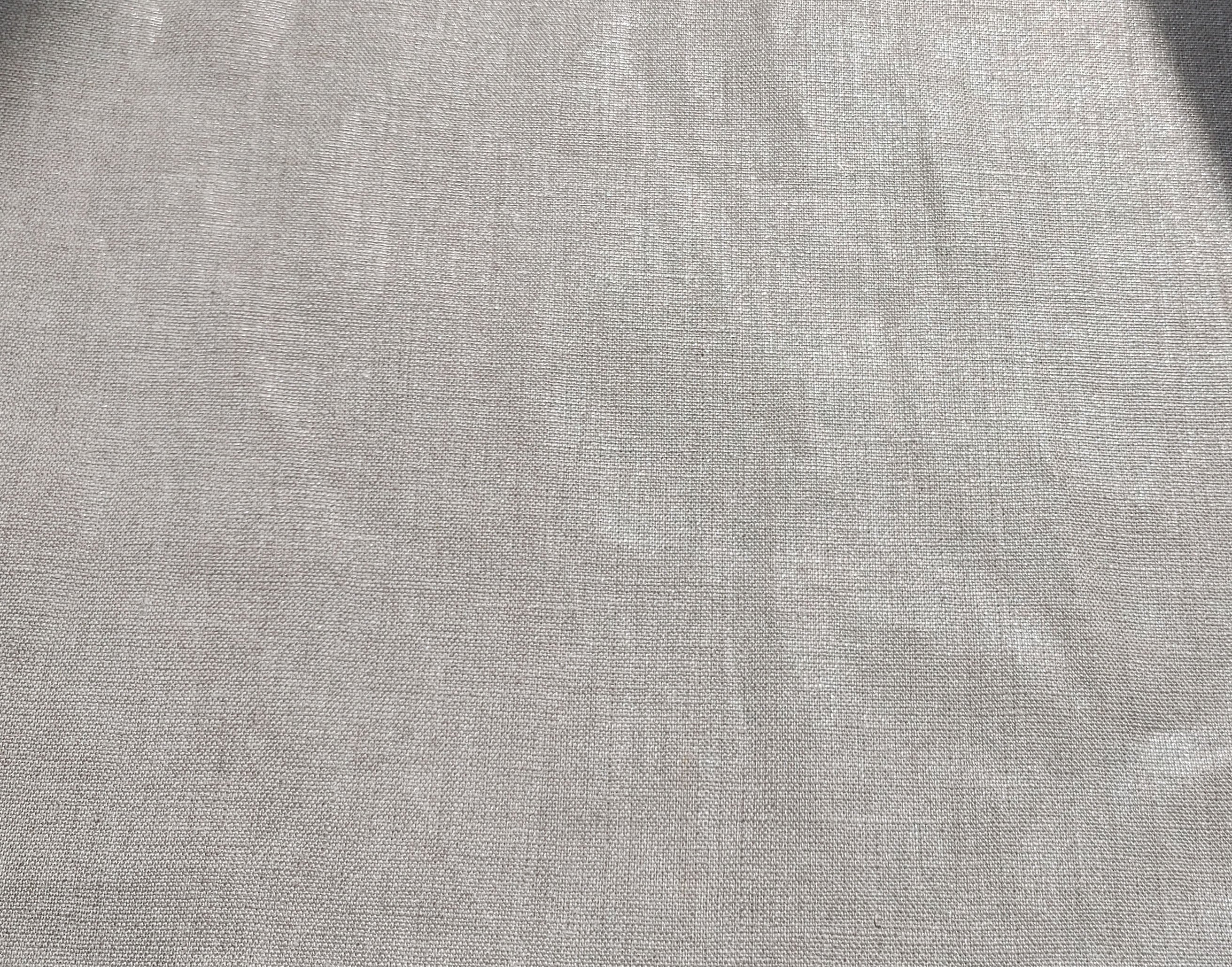 100% Linen Natural Color Fabric with Silver Foil Print 3492