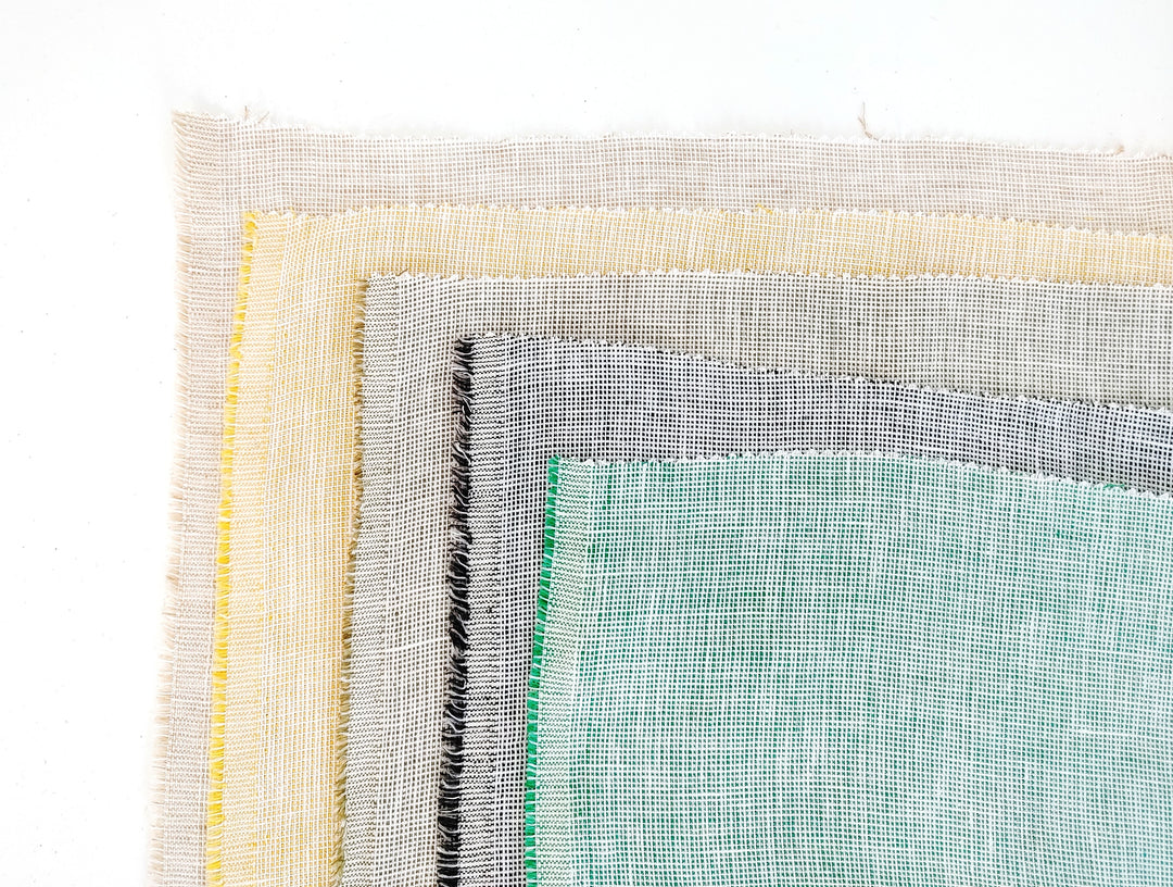 100% Linen Dobby Dot Chambray Fabric - Medium Weight 7908 7913 7914 7915 7916
