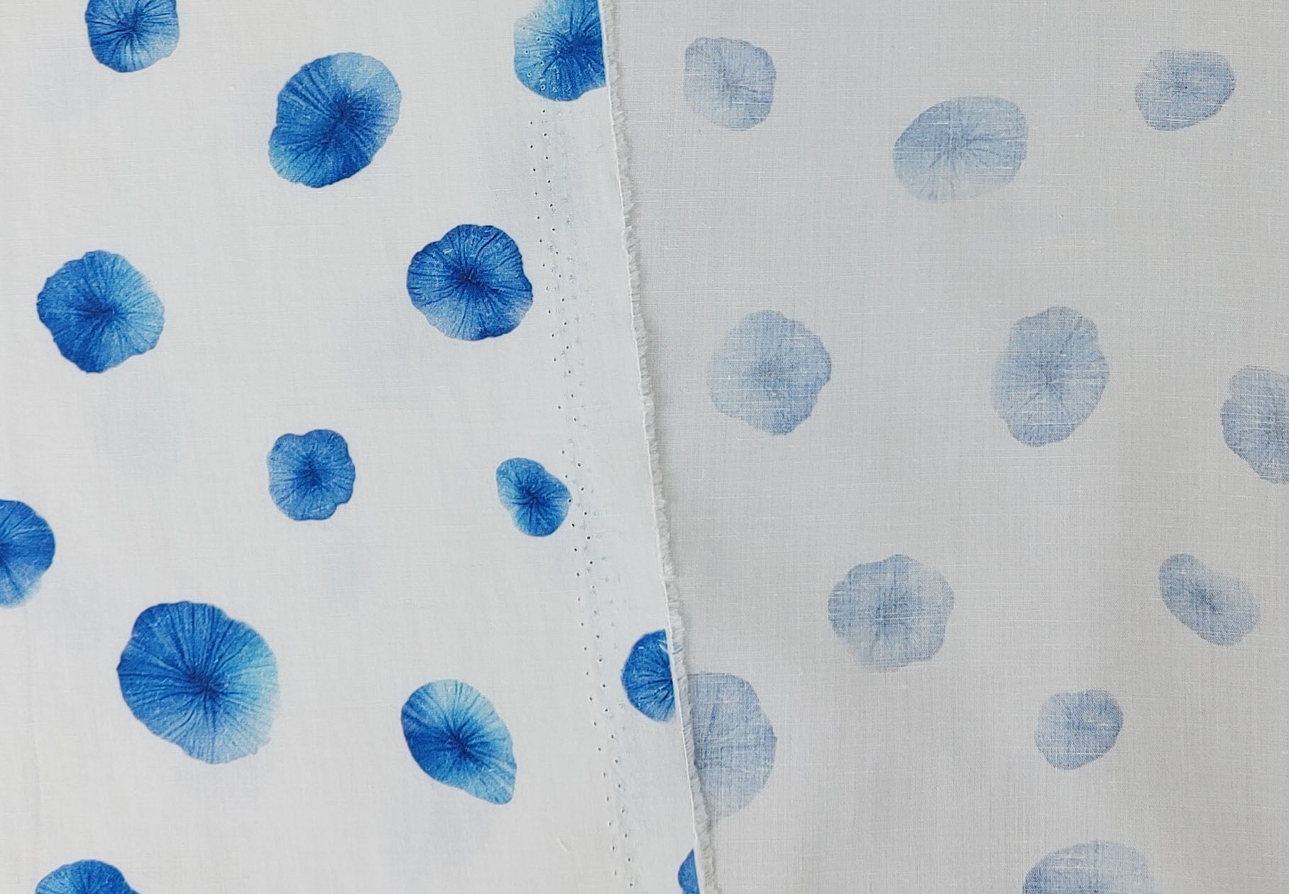 Linen Rayon Fabric in Botanical Blue Print 7921