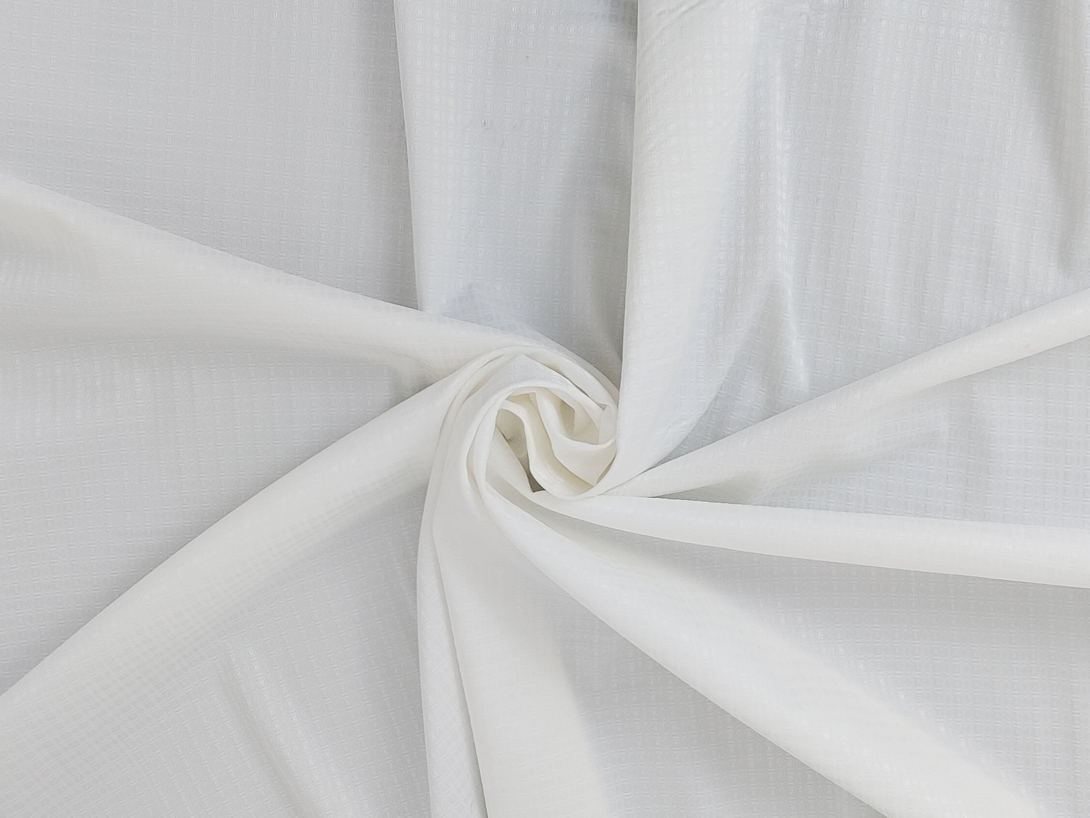 White Polyester Nylon PU Jacquard Fabric - Highly Stretchable 3927