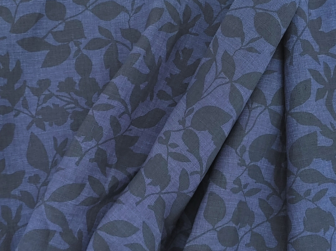 100% Linen Fabric – Lightweight Delavé Leaf Print, Soft Handfeel  7343 8189 8190