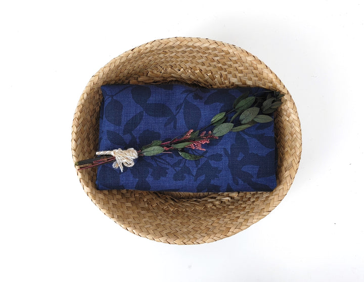 100% Linen Fabric – Lightweight Delavé Leaf Print, Soft Handfeel  7343 8189 8190