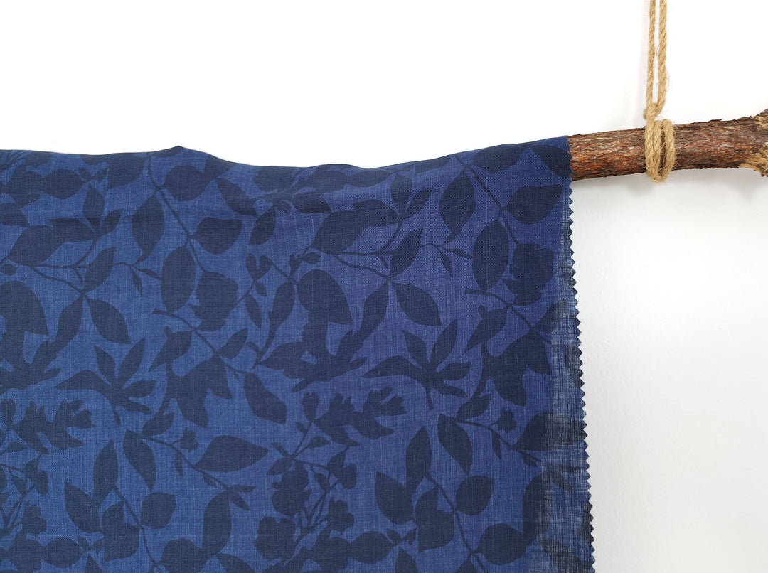 100% Linen Fabric – Lightweight Delavé Leaf Print, Soft Handfeel  7343 8189 8190