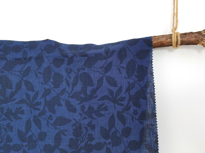 100% Linen Fabric – Lightweight Delavé Leaf Print, Soft Handfeel  7343 8189 8190
