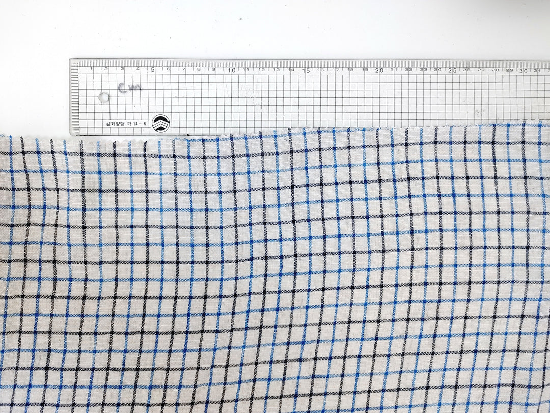 100% Linen Breeze: Light and Checked Fabric 7944
