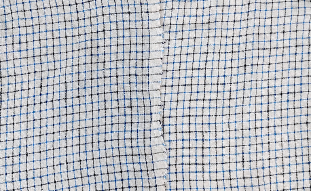 100% Linen Breeze: Light and Checked Fabric 7944