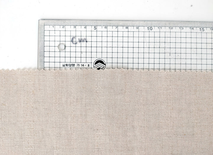 100% Linen Dobby Stripe Fabric – Natural Color, Medium Weight 876