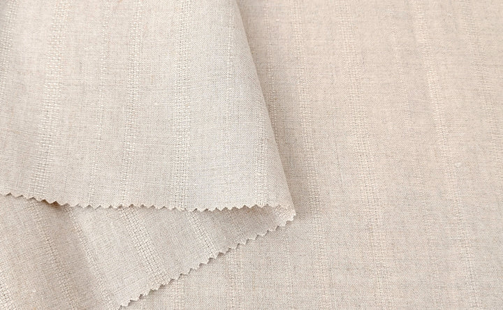100% Linen Dobby Stripe Fabric – Natural Color, Medium Weight 876