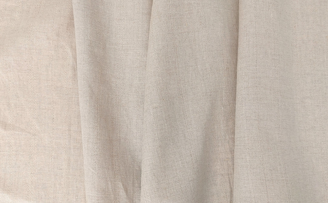 100% Linen Dobby Stripe Fabric – Natural Color, Medium Weight 876