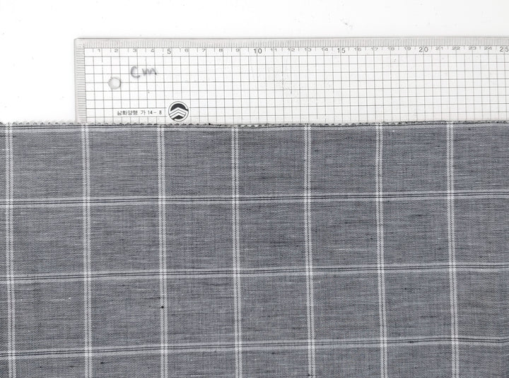 Classic Windowpane Linen-Cotton Twill Fabric – Light to Medium Weight 3185 3247