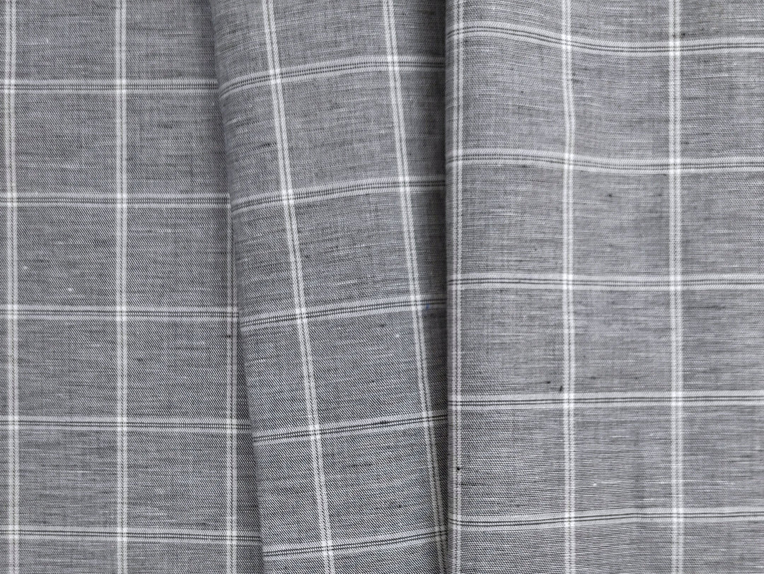 Classic Windowpane Linen-Cotton Twill Fabric – Light to Medium Weight 3185 3247