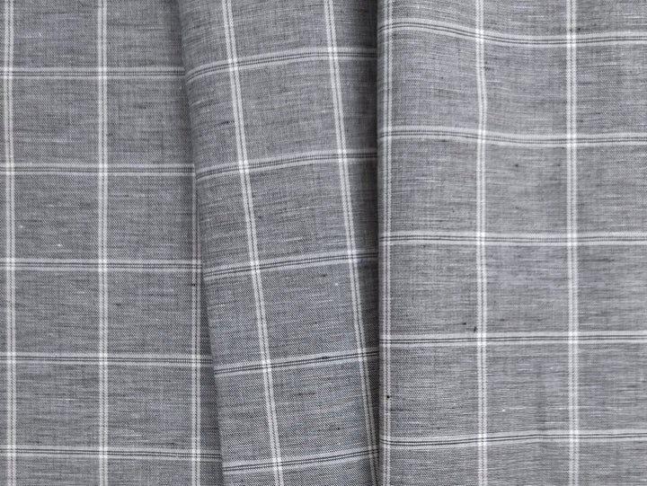 Classic Windowpane Linen-Cotton Twill Fabric – Light to Medium Weight 3185 3247