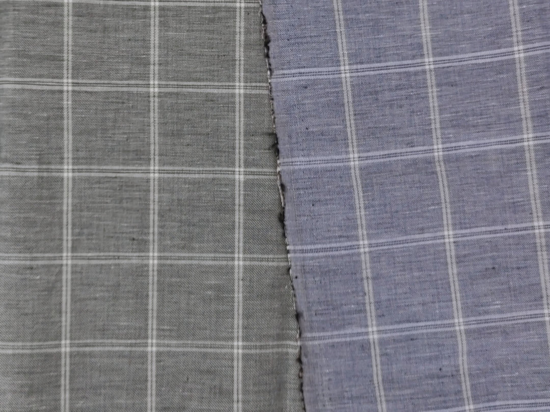 Classic Windowpane Linen-Cotton Twill Fabric – Light to Medium Weight 3185 3247