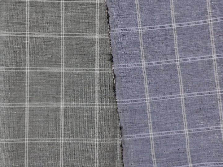 Classic Windowpane Linen-Cotton Twill Fabric – Light to Medium Weight 3185 3247