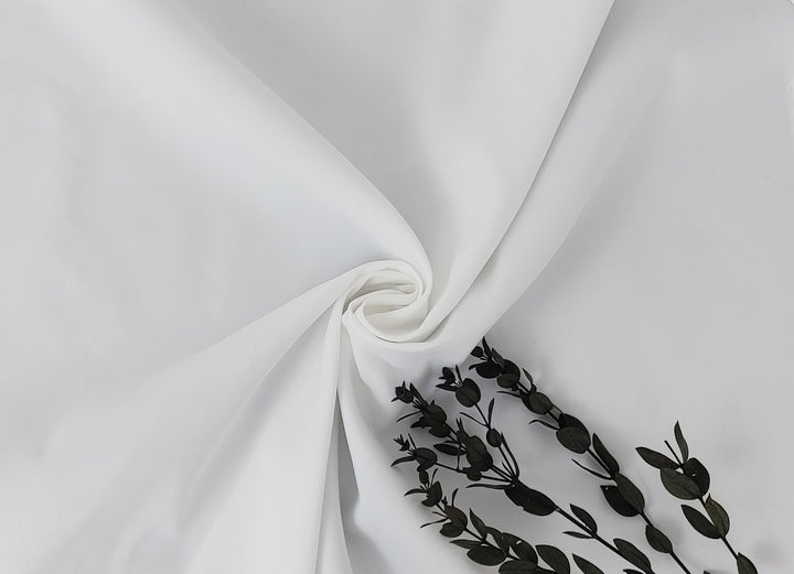 100% Polyester Twill Fabric – White, Subtle Stretch 2245
