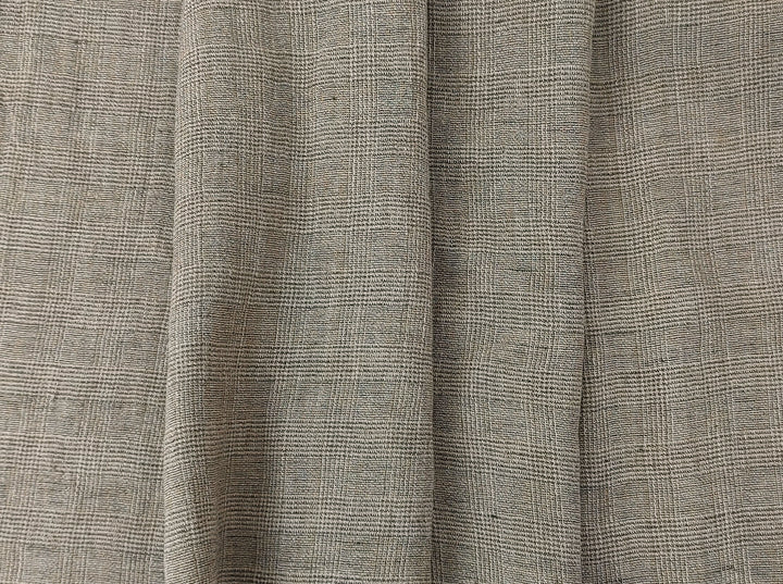 Linen Blend Fabric High Twisted Yarn Navy Glen Plaid Medium Weight 7077 7839 7078 7563